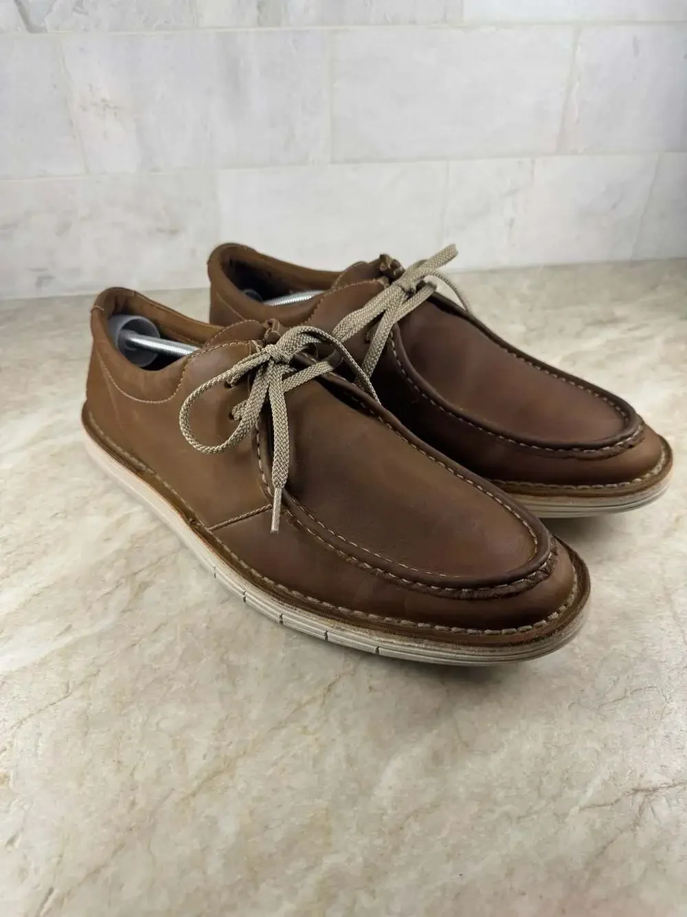 Clarks Men’s Brown Leather Moc Toe Lace Up Casual Shoes Comfort Size 12 M